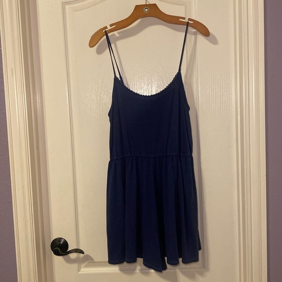 American Eagle Outfitters Pants - American Eagle Outfitters Women's Navy Romper with Lace Trim Size Large NWOT